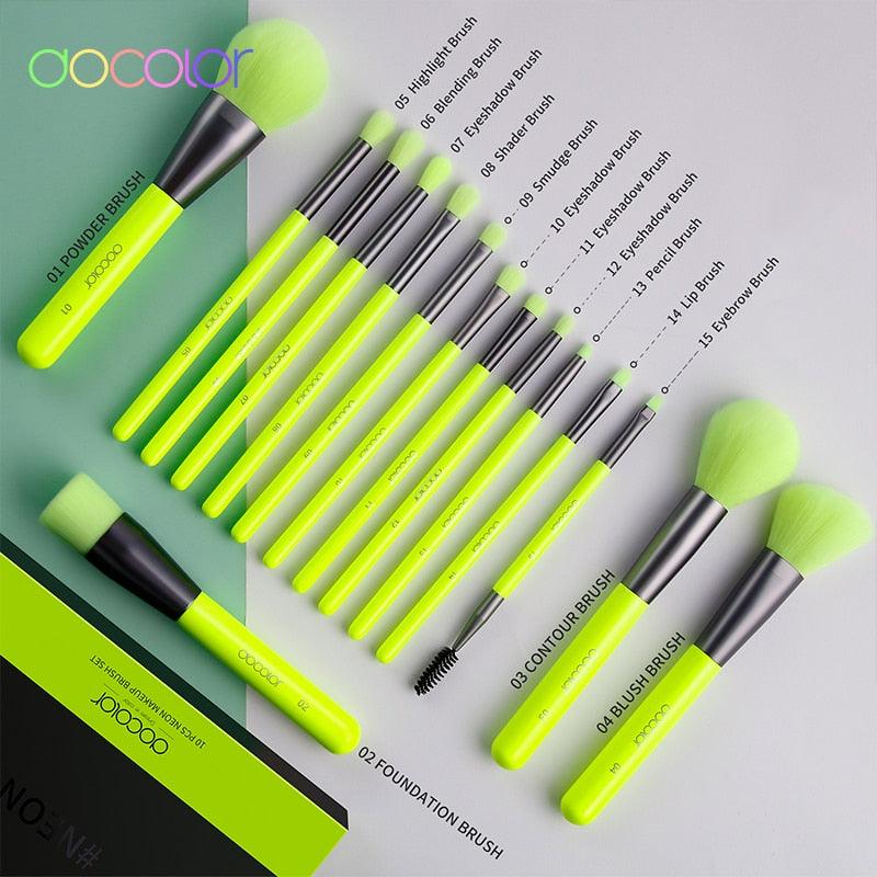 10/15pc Neon Makeup Brushes Professional Powder Foundation eye Blending Contour Makeup Brushes Set (M5)(M4)(1U86)
