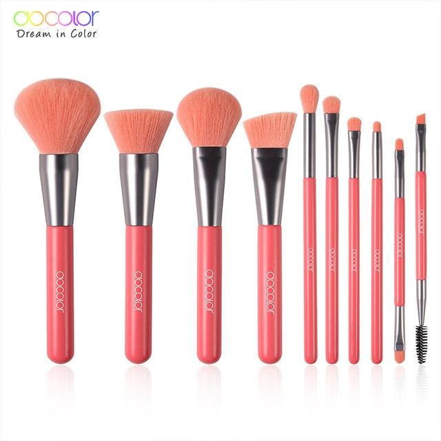 10pcs Neon Makeup Brush Set Synthetic Kabuki Foundation Blending Face Powder Eyeshadow Make Up Brush Set (M5)(M4)(1U86)