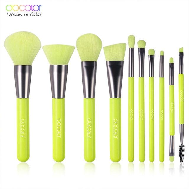 10pcs Neon Makeup Brush Set Synthetic Kabuki Foundation Blending Face Powder Eyeshadow Make Up Brush Set (M5)(M4)(1U86)