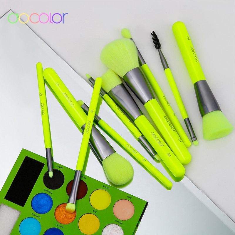 10pcs Neon Makeup Brush Set Synthetic Kabuki Foundation Blending Face Powder Eyeshadow Make Up Brush Set (M5)(M4)(1U86)