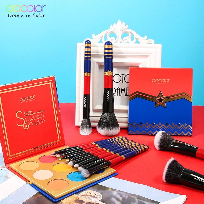 12pcs Makeup Brushes- Foundation Eyeshadow Brush Set - 9 Color Eye Shadow Nude Palette Kit (D86)(M5)(M2)(M4)(1U86)