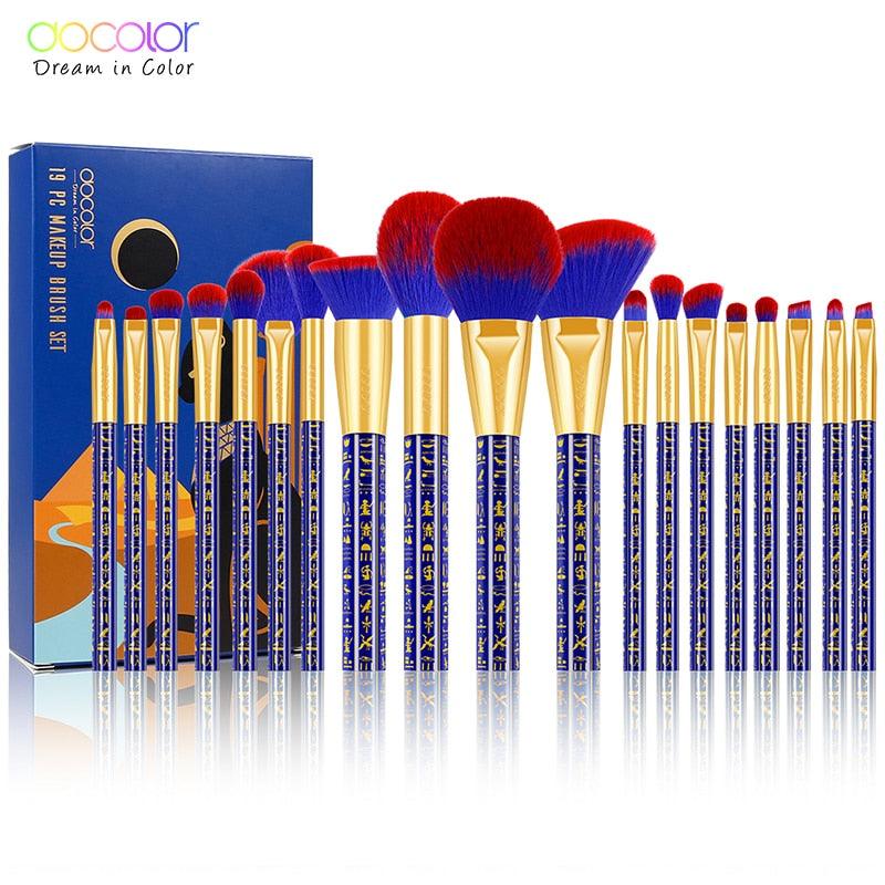 19pcs Egypt Makeup Brushes Premium Synthetic Foundation Power Blending Face Powder Brushes (M5)(1U86)