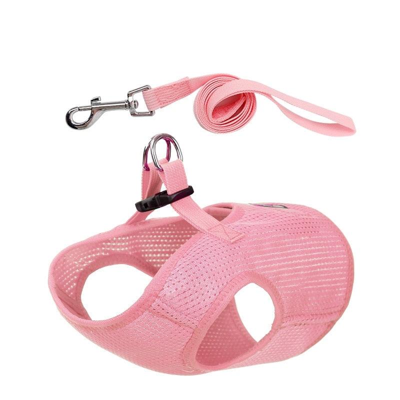 Dog Breathable Mesh Harness And Leash Set - Light Weight Adjustable Pet Dog Harness Vest (2U70)