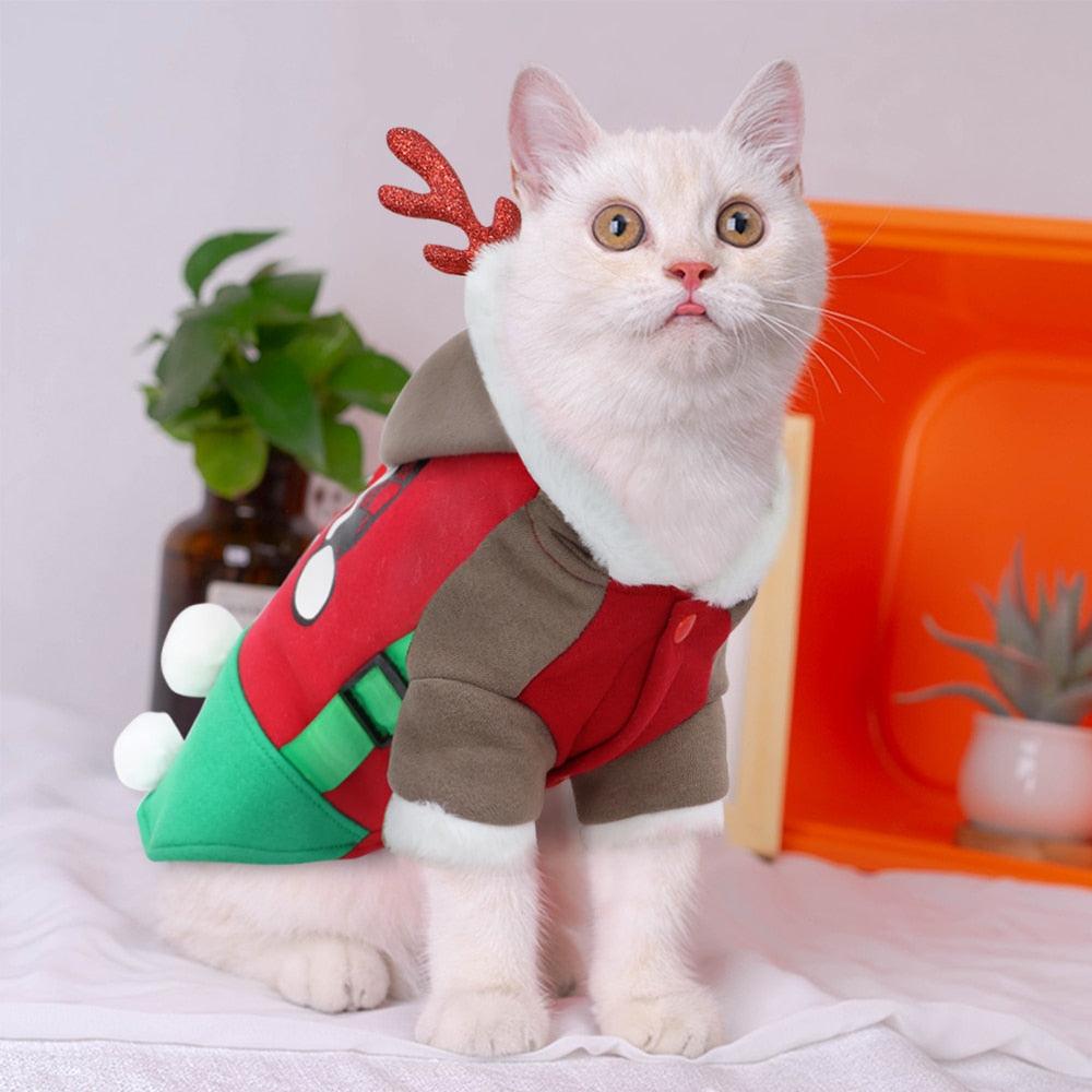 Dog Christmas Clothes - Costume Pet Coat For Small Dogs Cats Cute Winter Puppy Kitten Hoodie (D69)(W2)(W4)