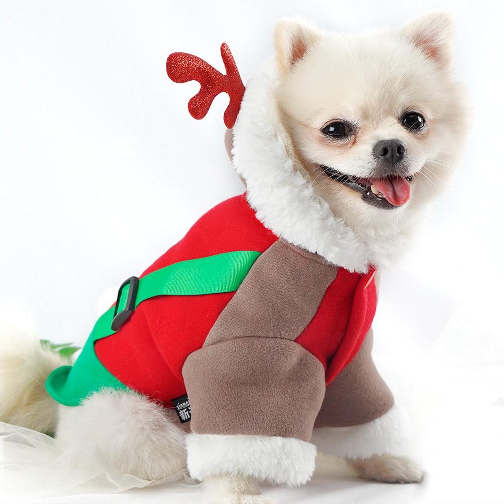 Dog Christmas Clothes - Costume Pet Coat For Small Dogs Cats Cute Winter Puppy Kitten Hoodie (D69)(W2)(W4)
