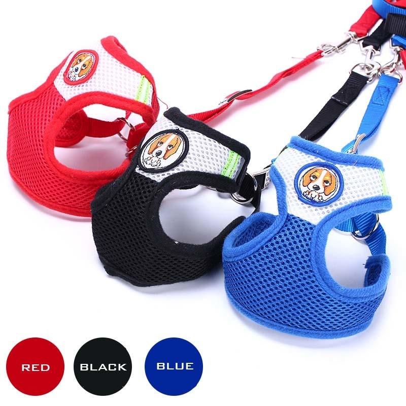 Dog Harness Vest For Small Dogs - Breathable Mesh Cloth With Retractable Dog Leash For Medium Dogs (3W1)