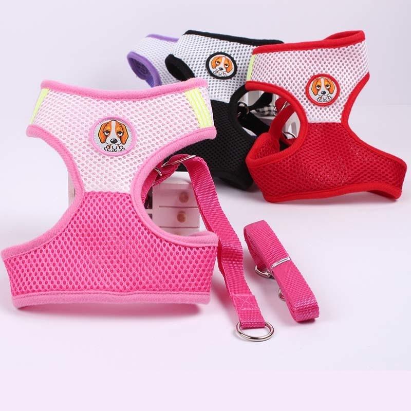 Dog Harness Vest For Small Dogs - Breathable Mesh Cloth With Retractable Dog Leash For Medium Dogs (3W1)