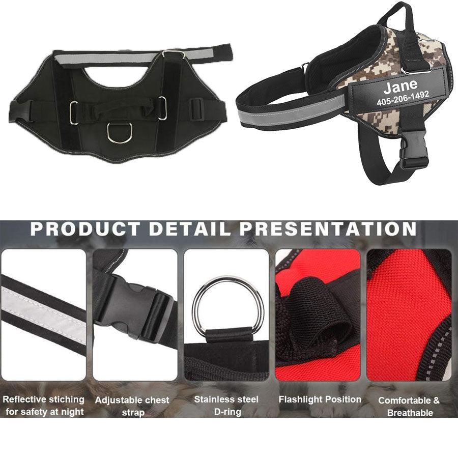 Dog Cat Harness Vest ID Patch Customized Reflective Breathable Adjustable Pet Harness (1U70)(1U75)