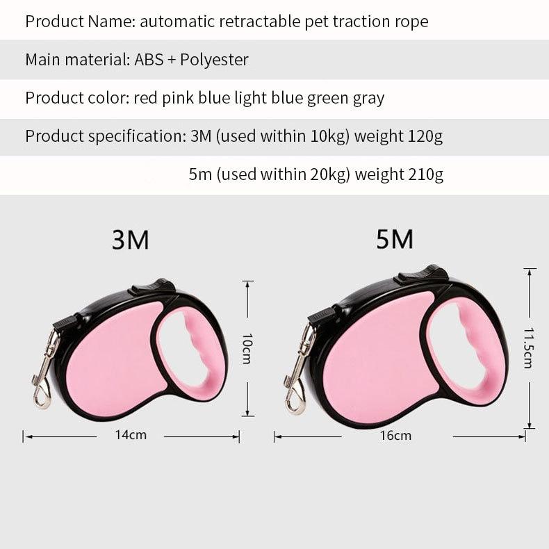 Dog Leash Nylon Retractable Puppy Leads - Rope Automatic Extendable Leashes Outdoor Walking Running (1U75)(1U70)
