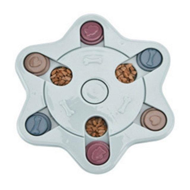 Dog Puzzle Toys - Increase IQ Interactive Puppy Dog Food Dispenser Pet Dog Training Toys -Flower Shape Round Puzzle Toy (2U73)(2U71)