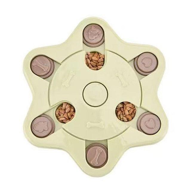 Dog Puzzle Toys - Increase IQ Interactive Puppy Dog Food Dispenser Pet Dog Training Toys -Flower Shape Round Puzzle Toy (2U73)(2U71)