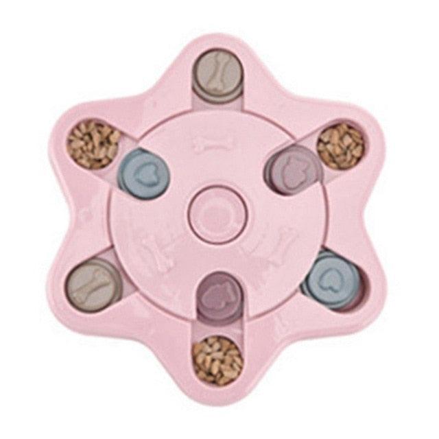 Dog Puzzle Toys - Increase IQ Interactive Puppy Dog Food Dispenser Pet Dog Training Toys -Flower Shape Round Puzzle Toy (2U73)(2U71)