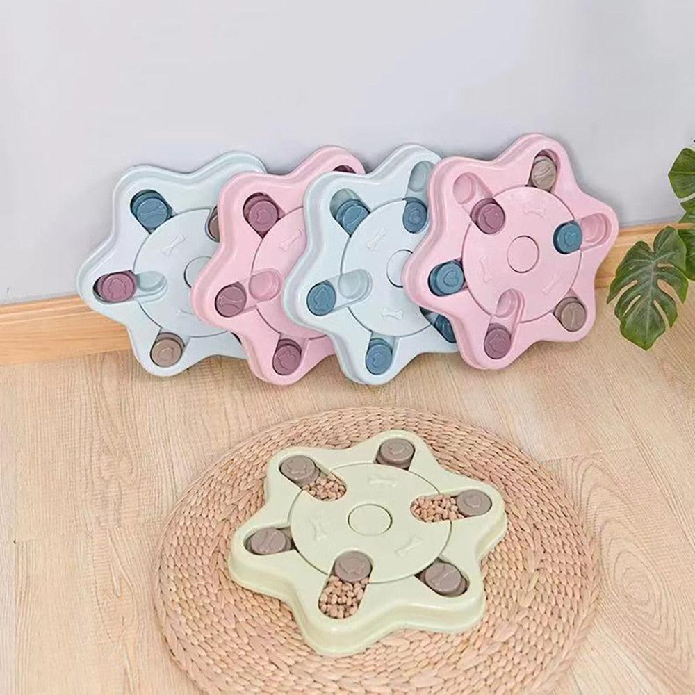 Dog Puzzle Toys - Increase IQ Interactive Puppy Dog Food Dispenser Pet Dog Training Toys -Flower Shape Round Puzzle Toy (2U73)(2U71)