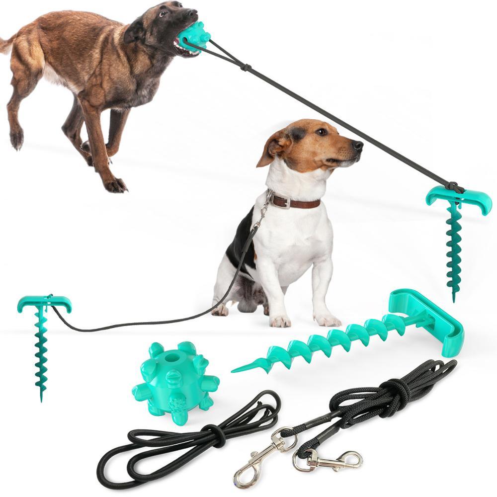 Dog Toy Interactive Push Ball Rope Set Toys - Tooth Cleaning Chew Toys Outdoor Pile Dog Toy Set (1U73)