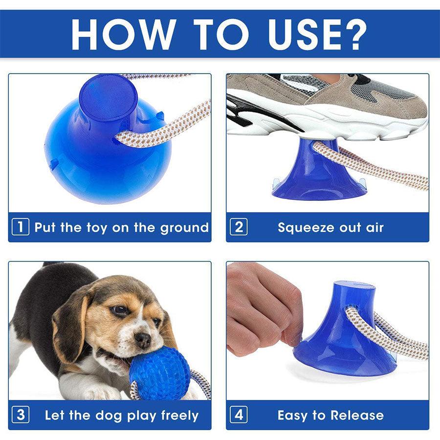 Dog Toys With Suction Cup - Dog Push Toy With Ball - Pet Tooth Cleaning Chewing Rubber Dog Toys (1U73)