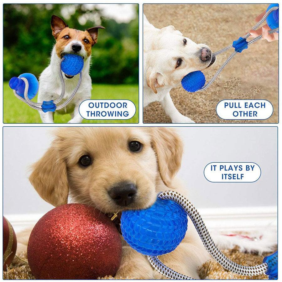 Dog Toys With Suction Cup - Dog Push Toy With Ball - Pet Tooth Cleaning Chewing Rubber Dog Toys (1U73)