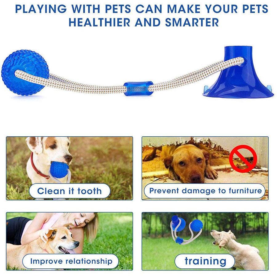 Dog Toys With Suction Cup - Dog Push Toy With Ball - Pet Tooth Cleaning Chewing Rubber Dog Toys (1U73)