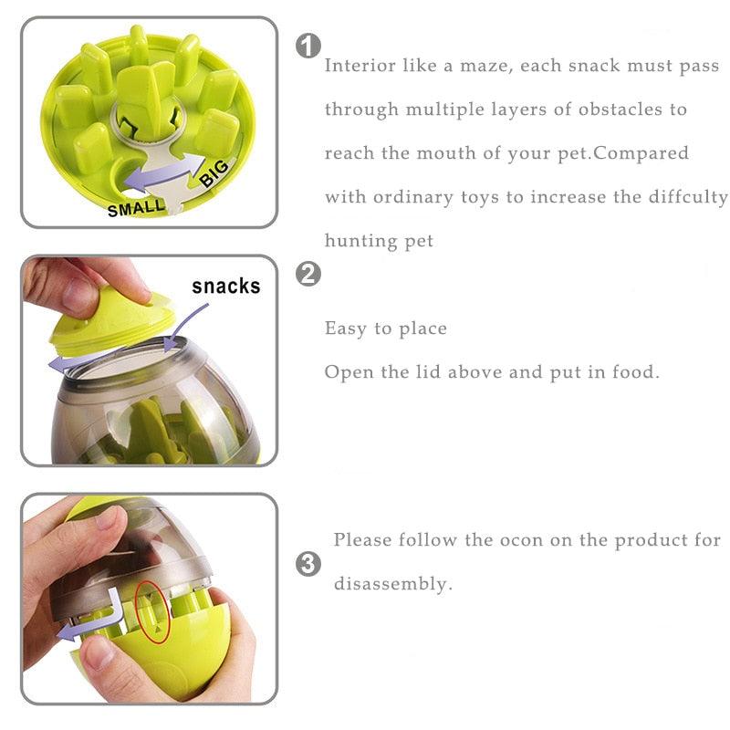 Dog Treat Ball Toy - Pet Increases IQ Interactive Tumbler Leakage Food Dispenser Puzzle Toys - Slow Feeder (7W1)(3W3)(F71)