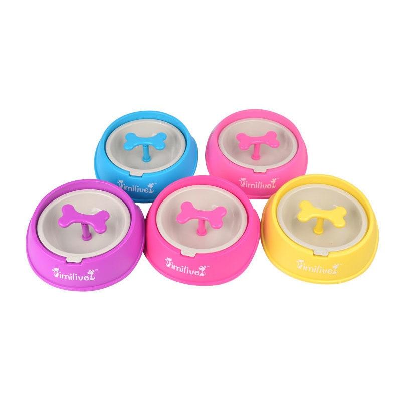 Dog Treats Snacks Anti Choke Bowl Thickening Plastic Bone Pet Dog Bowl - Dog Slow Feeder (6W1)(F71)
