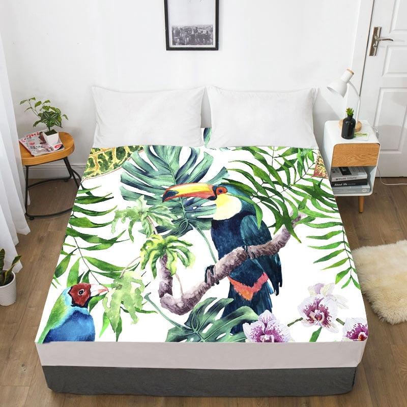 Bird Green Cactus Personal Dress Up Bedroom Home Textile Sheets 3D Print (5BM)(F63)
