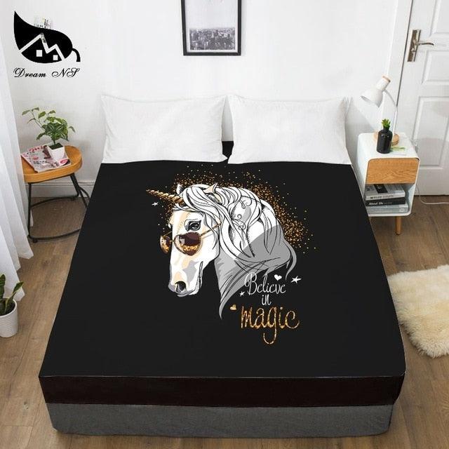 Hand Drawn Cartoon Unicorn Dress Up Bedroom Home Textile Sheets 3D Print (5BM)
