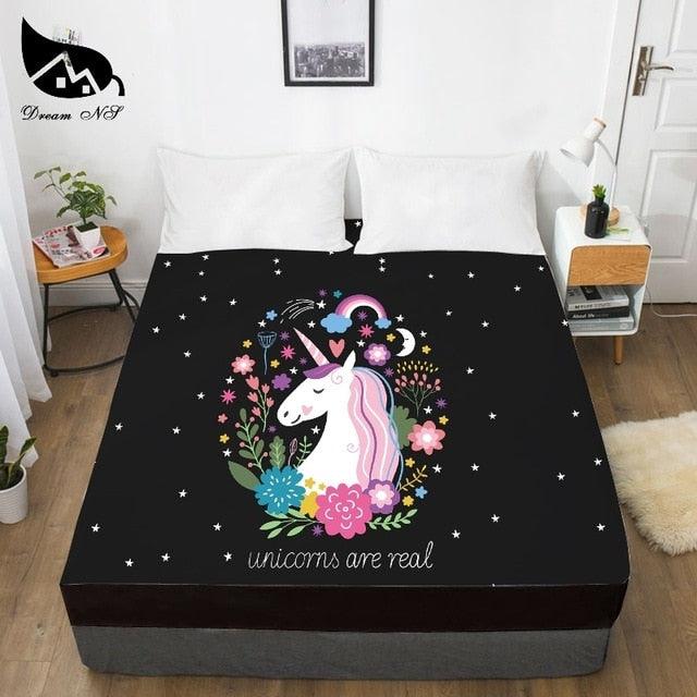 Hand Drawn Cartoon Unicorn Dress Up Bedroom Home Textile Sheets 3D Print (5BM)