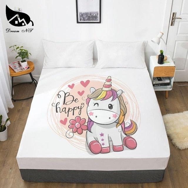 Hand Drawn Cartoon Unicorn Dress Up Bedroom Home Textile Sheets 3D Print (5BM)
