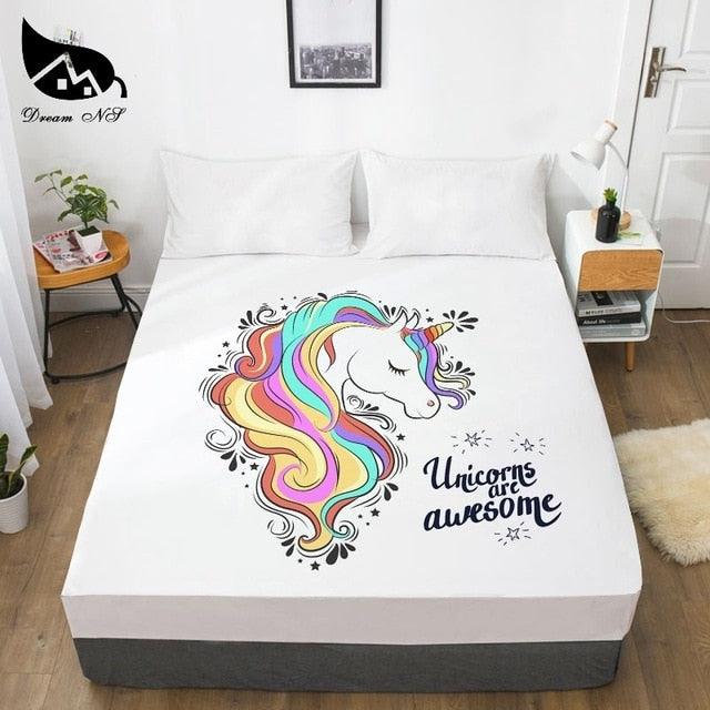Hand Drawn Cartoon Unicorn Dress Up Bedroom Home Textile Sheets 3D Print (5BM)