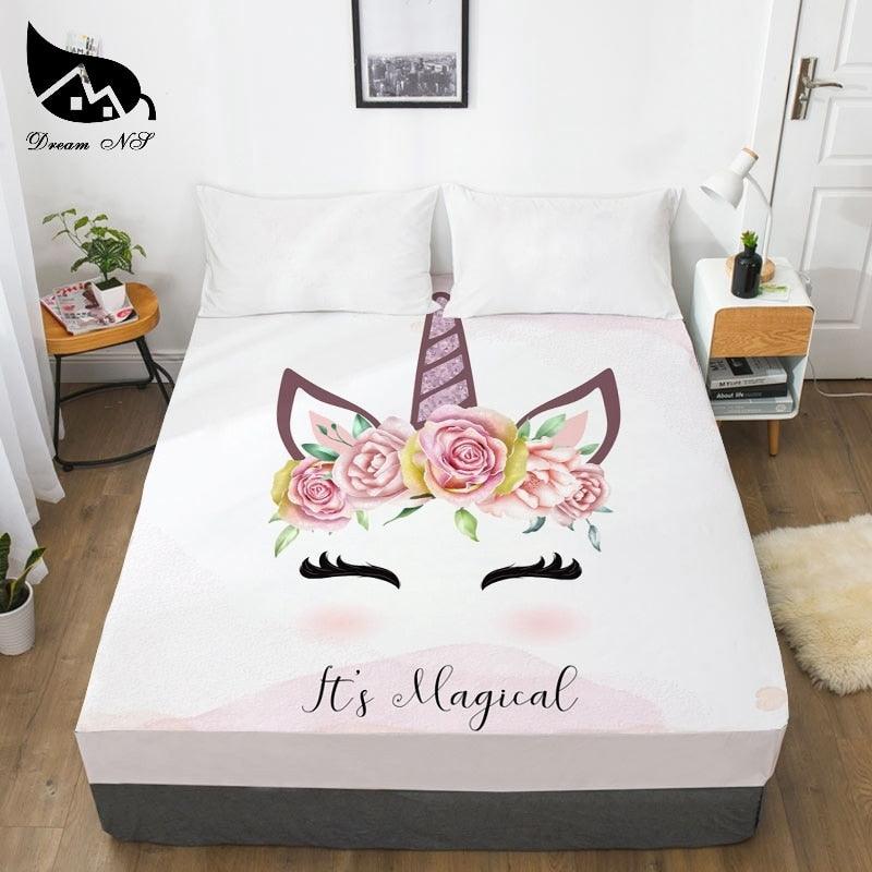 Hand Drawn Cartoon Unicorn Dress Up Bedroom Home Textile Sheets 3D Print (5BM)