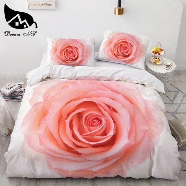 New Scenic Rose 3D Sanding Flower Pattern Bedding Set Quilt Case Bed Pillow Case cover set (8BM)(9BM)(5BM)(F63)