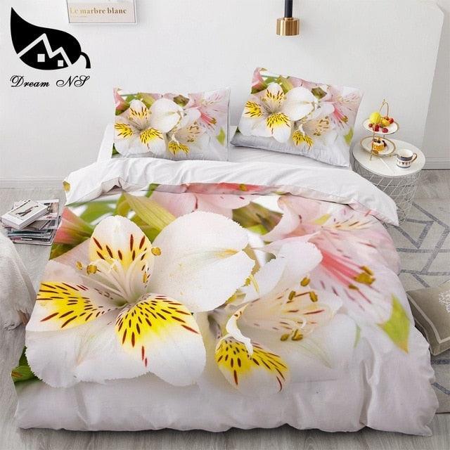 New Scenic Rose 3D Sanding Flower Pattern Bedding Set Quilt Case Bed Pillow Case cover set (8BM)(9BM)(5BM)(F63)