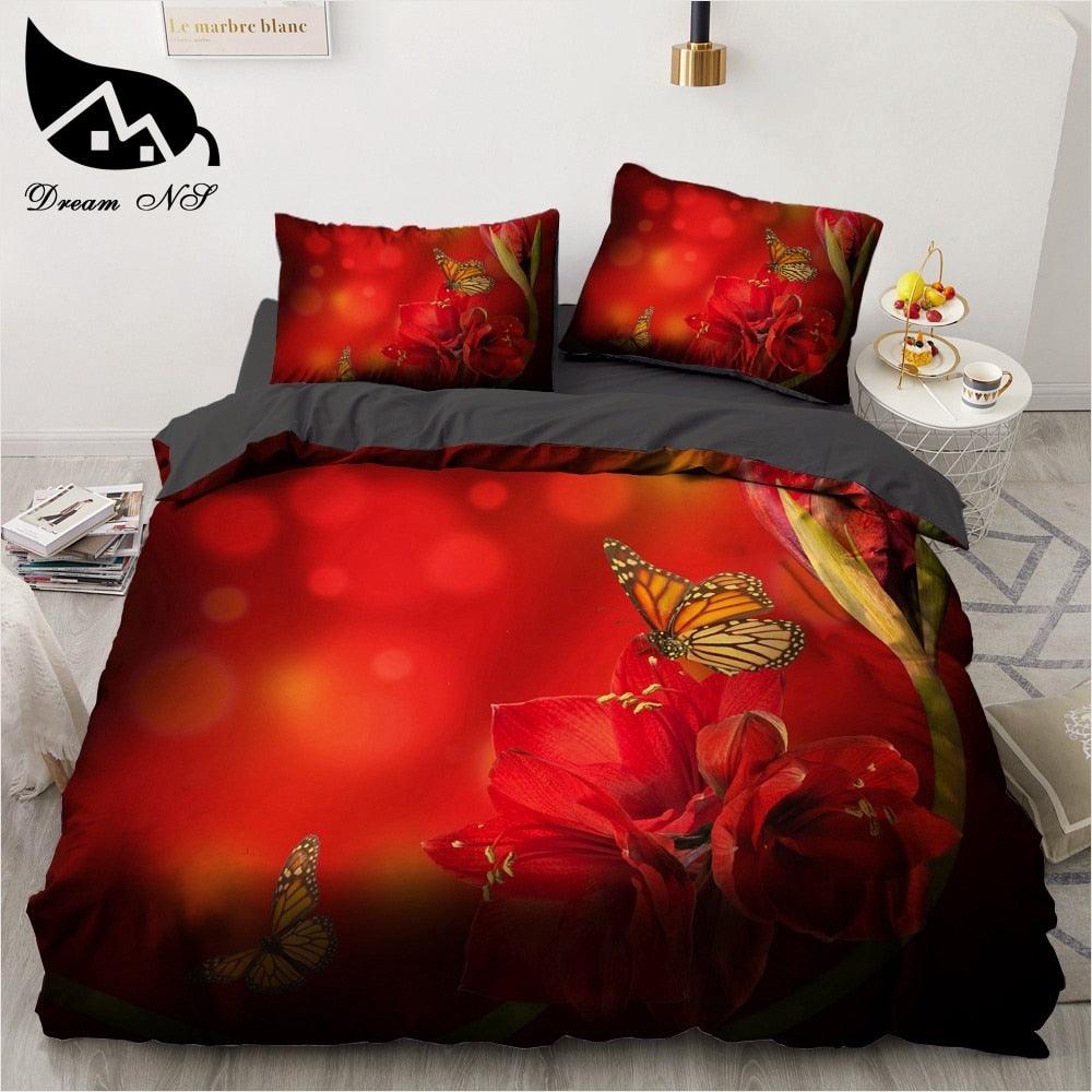 New Scenic Rose 3D Sanding Flower Pattern Bedding Set Quilt Case Bed Pillow Case cover set (8BM)(9BM)(5BM)(F63)