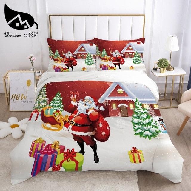 Red Christmas Bedding set Queen Bedding Home Textiles Set (8BM)(9BM)(B&6)(F63)