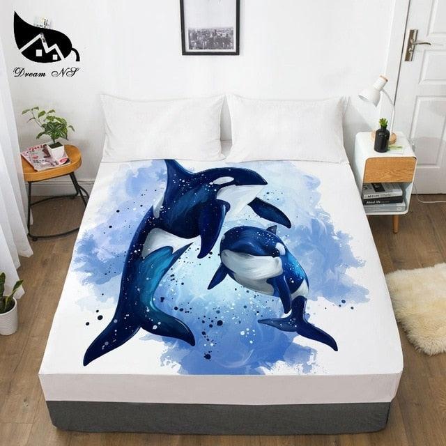 Turtle Dolphin Dress Up Bedroom Home Textile Sheets 3D Print Sea Animal (5BM)