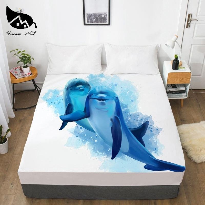 Turtle Dolphin Dress Up Bedroom Home Textile Sheets 3D Print Sea Animal (5BM)