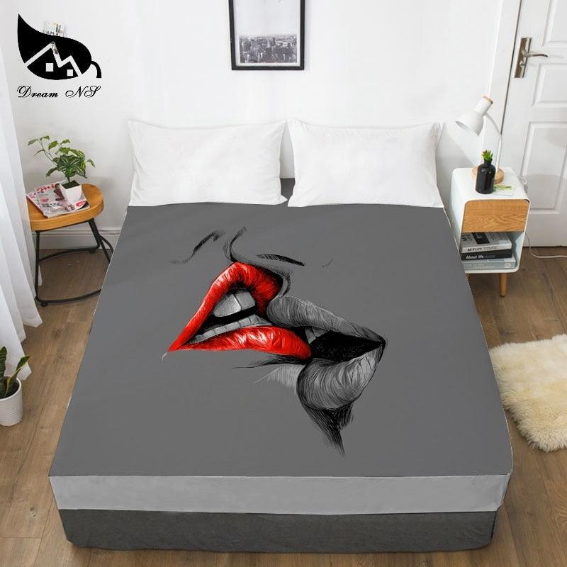 Women's Red Lips Dress Up Bedroom Home Textile Sheets 3D Print LOVE YOU sheets (5BM)(F63)