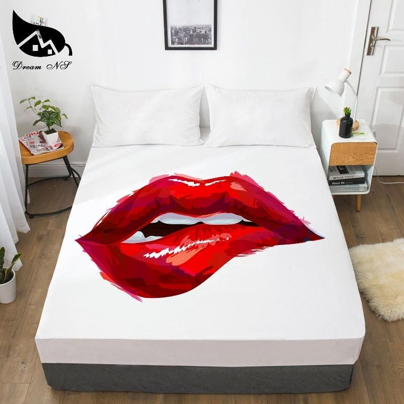 Women's Red Lips Dress Up Bedroom Home Textile Sheets 3D Print LOVE YOU sheets (5BM)(F63)