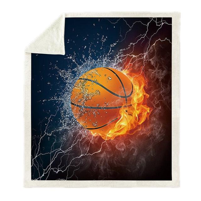 Blasting blanket Air conditioning quilt thickening double-layer plush 3D digital printing blanket basketball series (4BM)