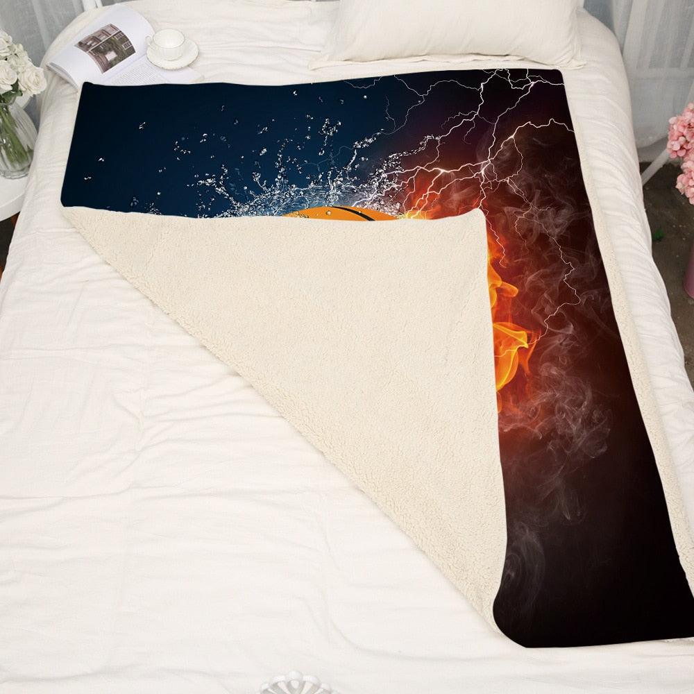 Blasting blanket Air conditioning quilt thickening double-layer plush 3D digital printing blanket basketball series (4BM)