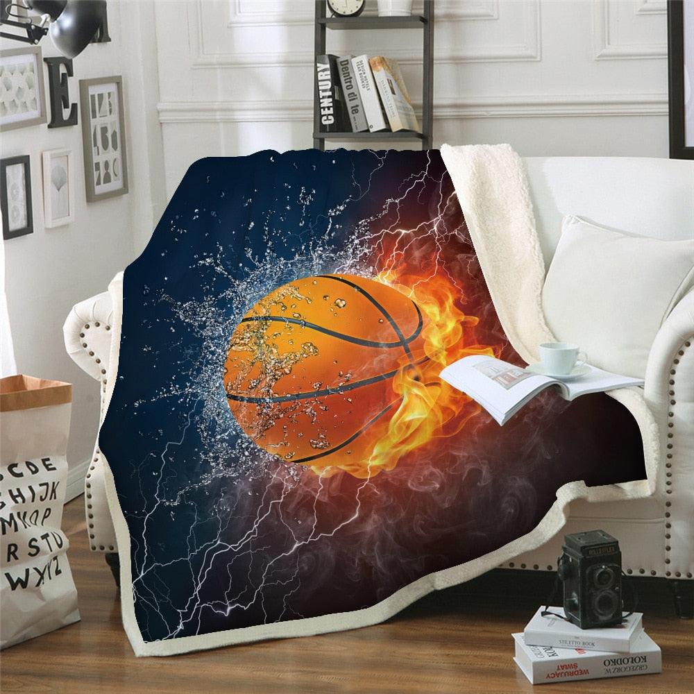 Blasting blanket Air conditioning quilt thickening double-layer plush 3D digital printing blanket basketball series (4BM)