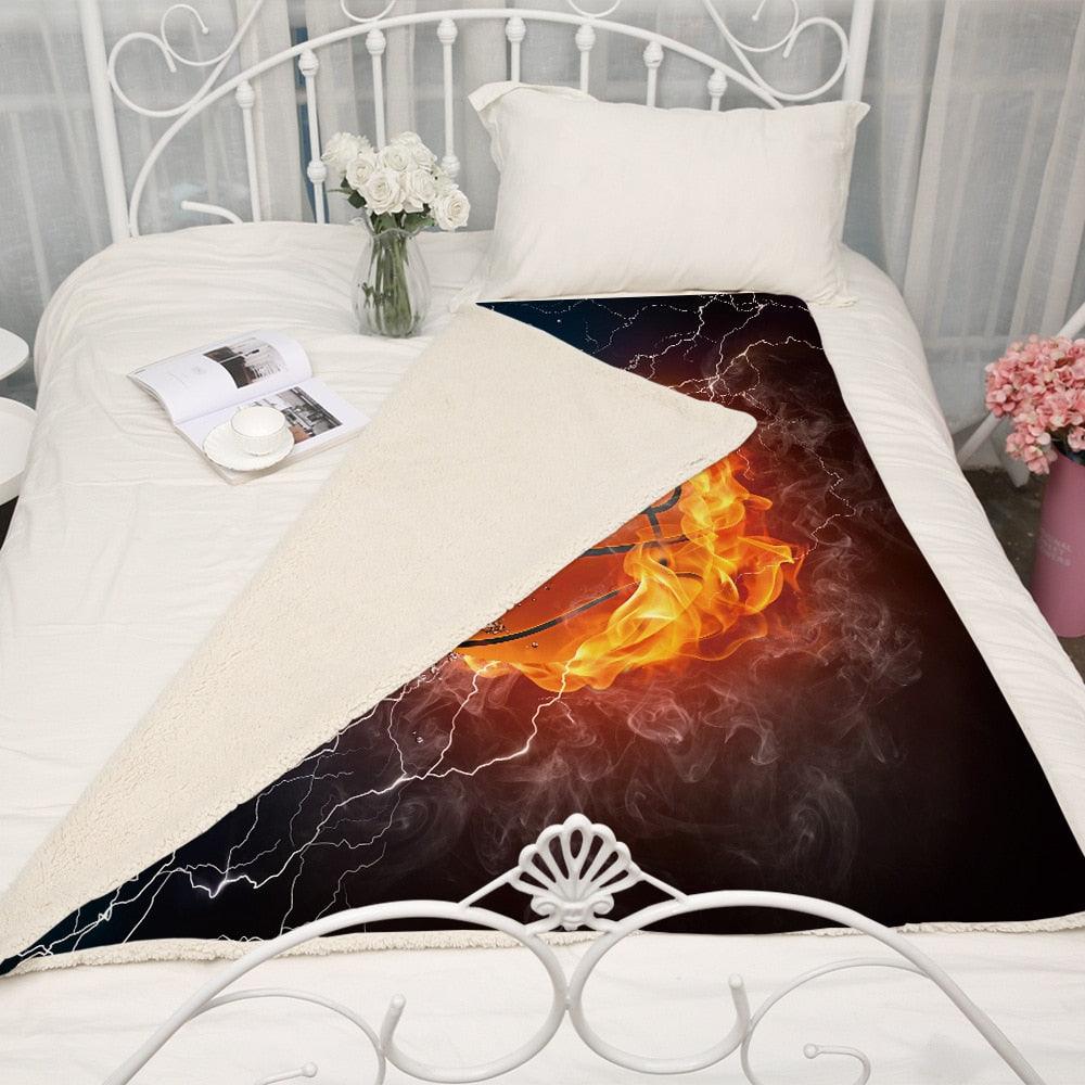 Blasting blanket Air conditioning quilt thickening double-layer plush 3D digital printing blanket basketball series (4BM)