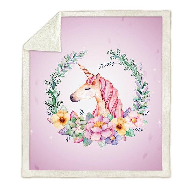 Blasting blanket Air conditioning quilt thickening double-layer plush 3D digital printing blanket unicorn series (4BM)