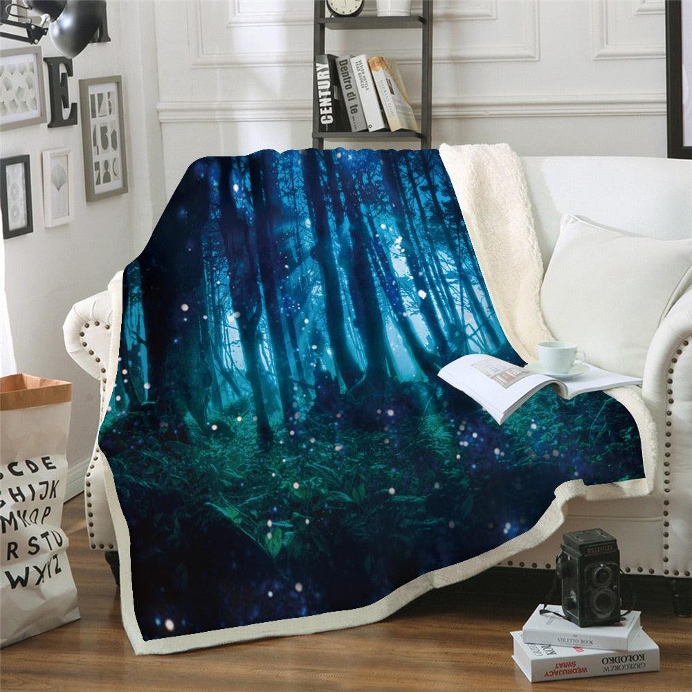 Hot sale blanket -Thick double-layer plush 3D digital printing blanket tree (D63)(4BM)