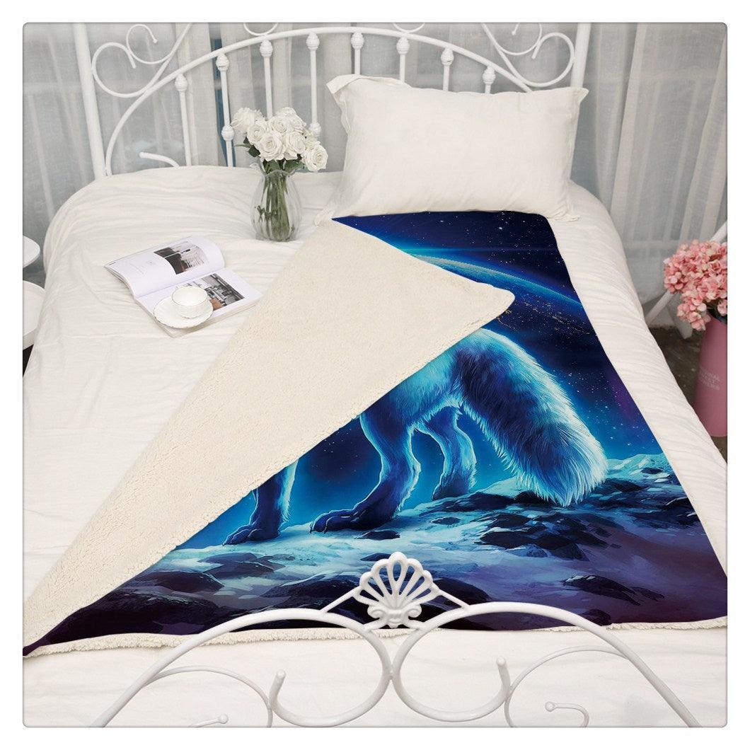 Blanket - Air conditioner -Thick double-layer plush 3D digital printing blanket wolf series (4BM)
