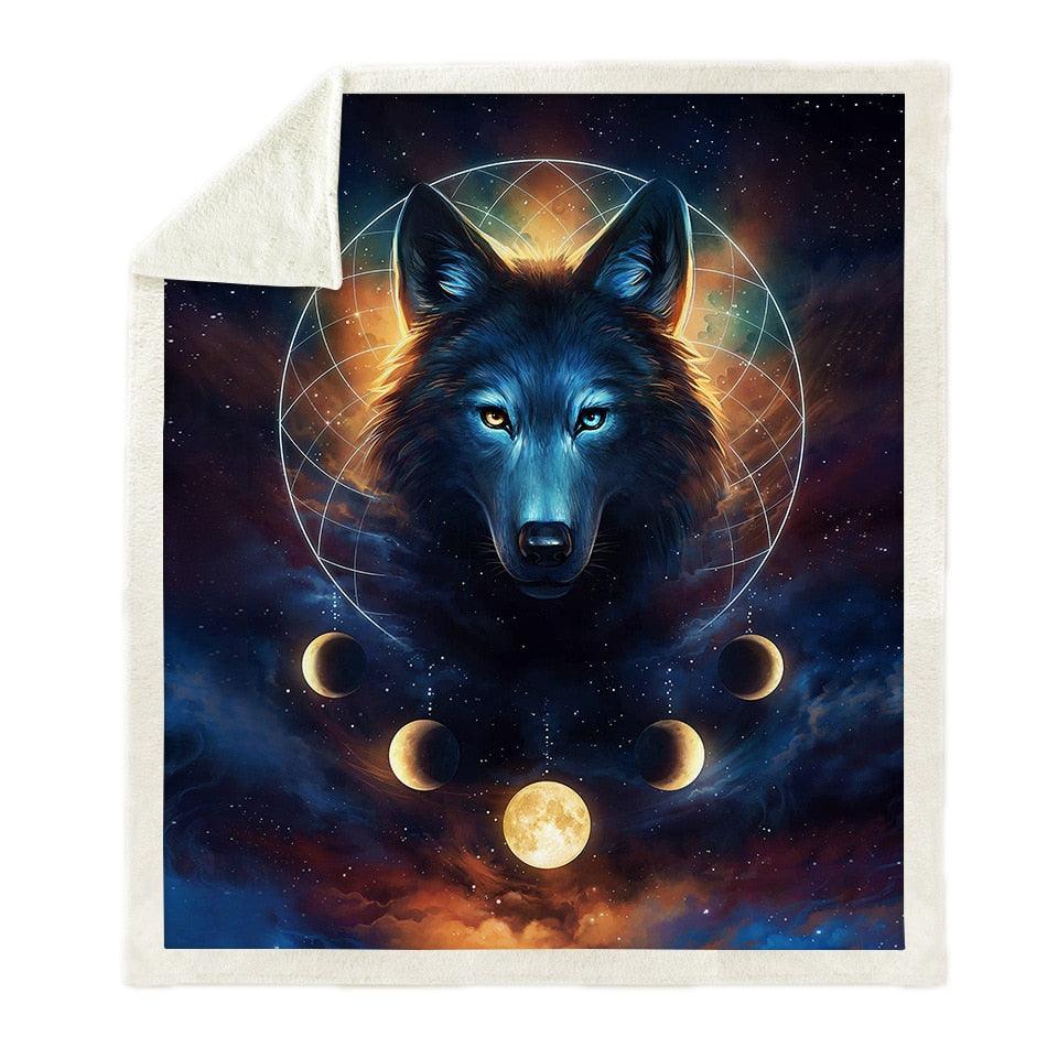 Blanket - Air conditioner -Thick double-layer plush 3D digital printing blanket wolf series (4BM)
