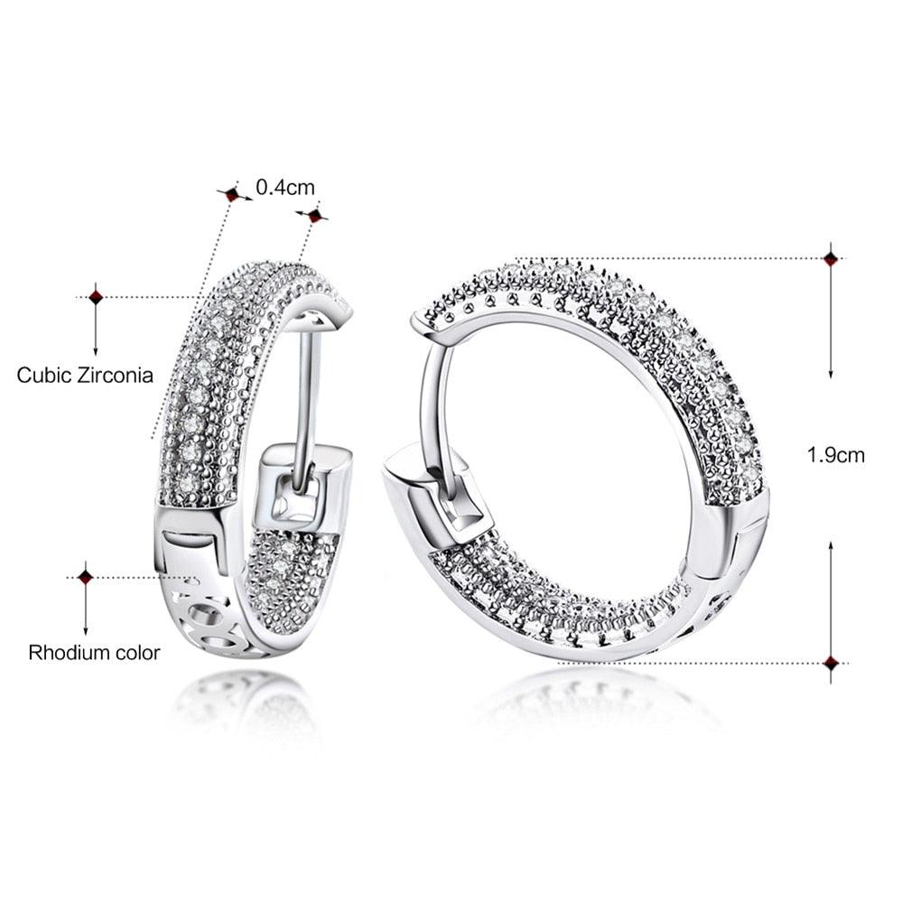Amazing New Arrival Rhodium Color Hoop Earrings - White Cubic Zirconia - Women Luxury (1U81)(2JW3)