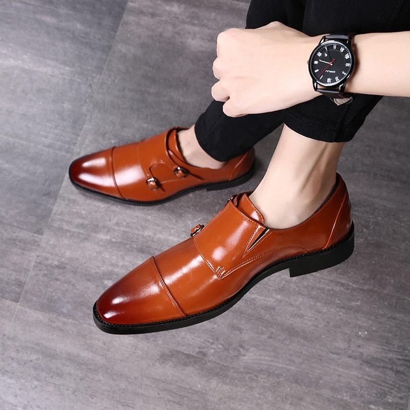 Dress Shoes - Men High Quality Leather Formal Shoes - Slip on Moccasins Shoes (MSF5)(F14)