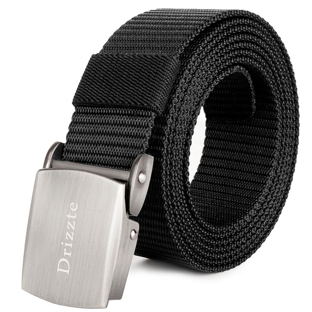Real 120-180cm Plus Size Long Men's Black Nylon Belt - Military Tactical Metal Buckle Belt 3.1cm Width (2U17)