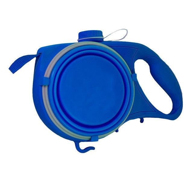 Durable Dog Cat Leash - Automatic Retractable Nylon Leash With Water Bottle Bowl Extending Puppy Walking Running Leads (2U75)(2U70)