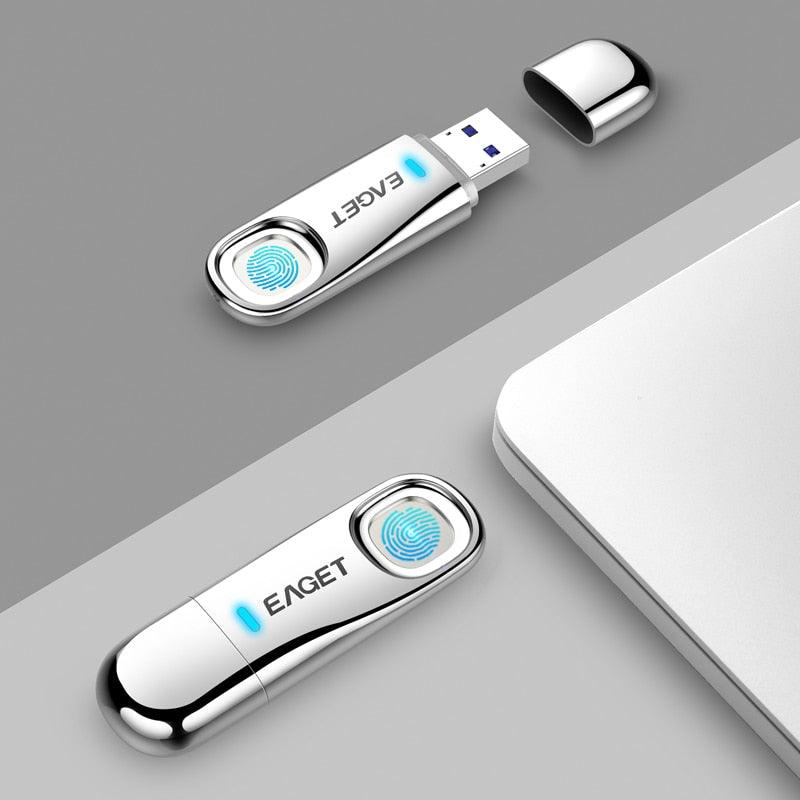 Great Fingerprint Recognition USB 3.0 Flash Drive - 128GB Pendrive 64GB Privacy Encrypted Pen Drive 32GB Top Security USB Drive (CA3)(F52)